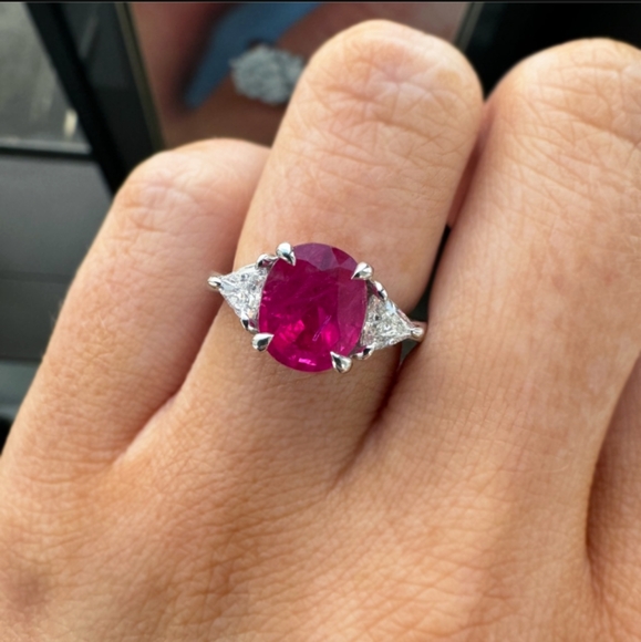 Rhinestone Bling & Gemstone Ring-(Red-Pink ♥️🩷)-6 - Picture 1 of 3